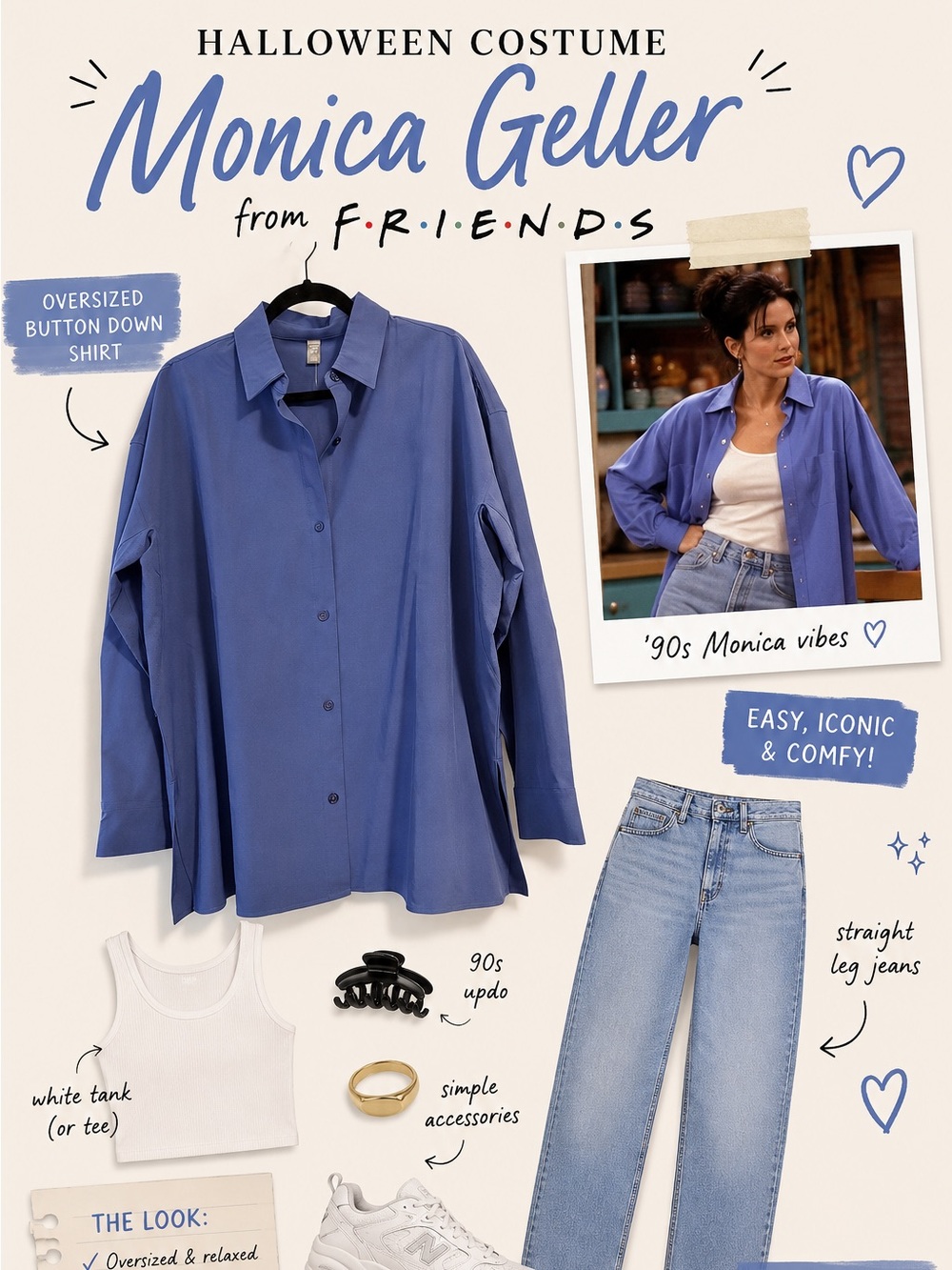 Periwinkle Oversized Shirt | Friends Monica Costume